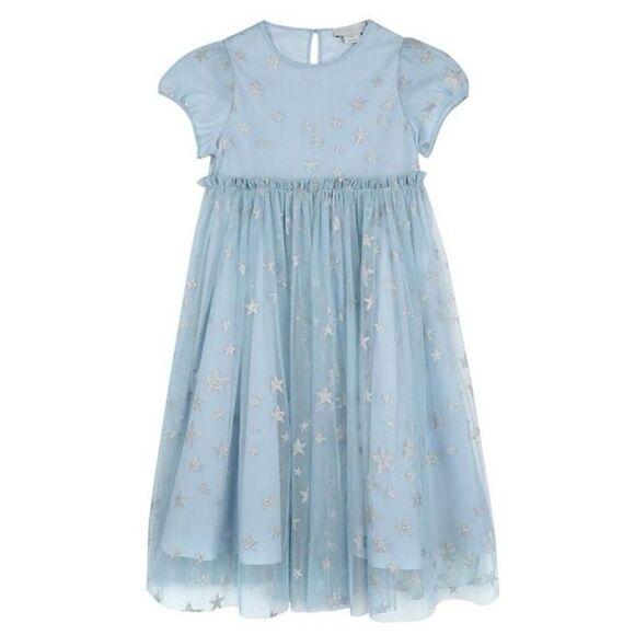 NWT Stella Mc Cartney child light blue tulle dress with silver star Size 8 - Picture 1 of 8